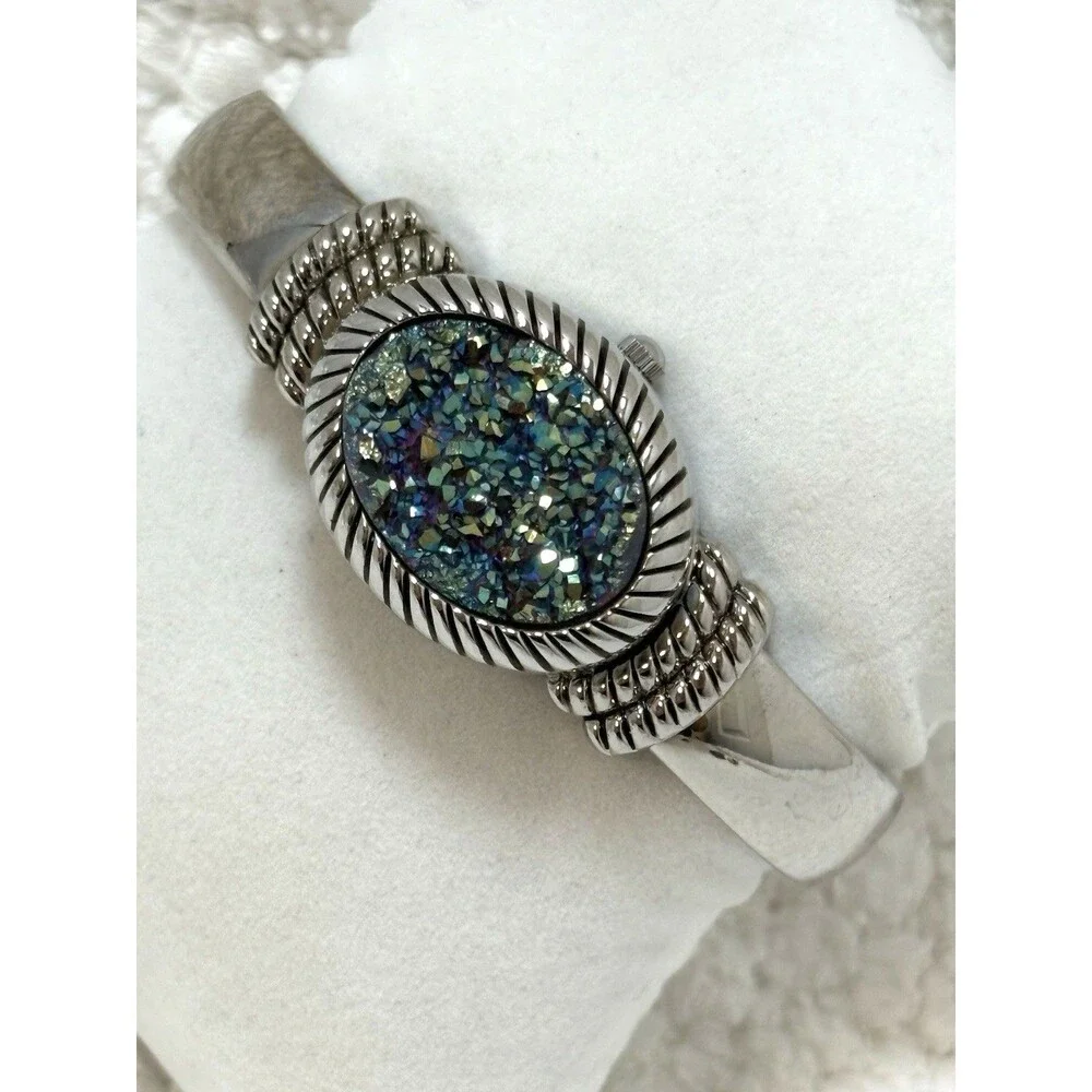 Gem Essence Women’s Wrist Watch Cover Flip Over Face Druzy Sparkle Bejeweled